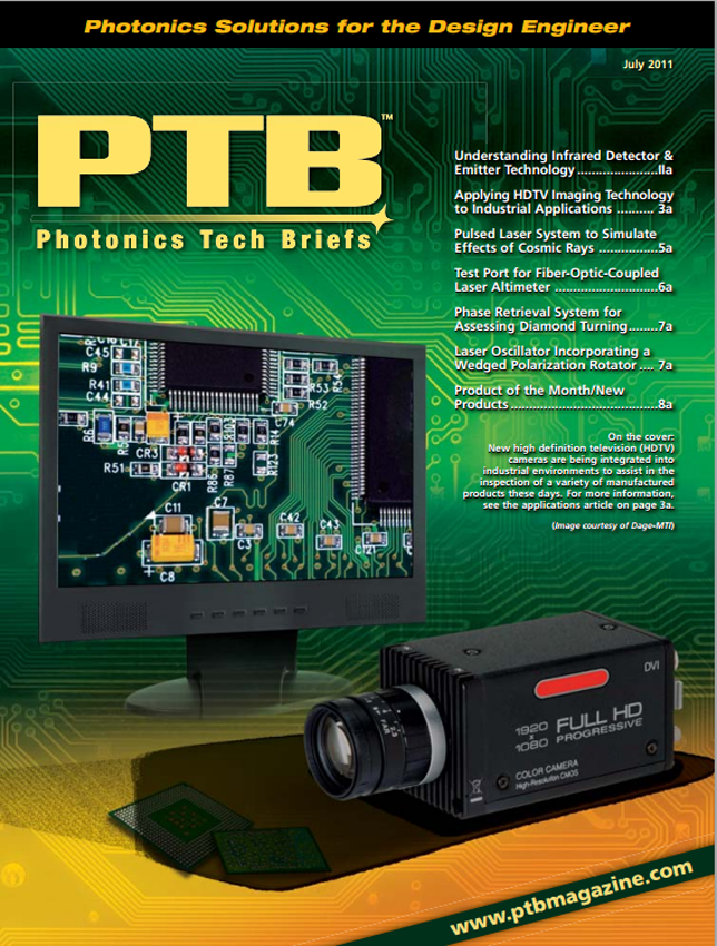 SMM's Photonics Tech Briefs Cover Shows How Dage MTI's System Can Be Used for Industrial Inspection